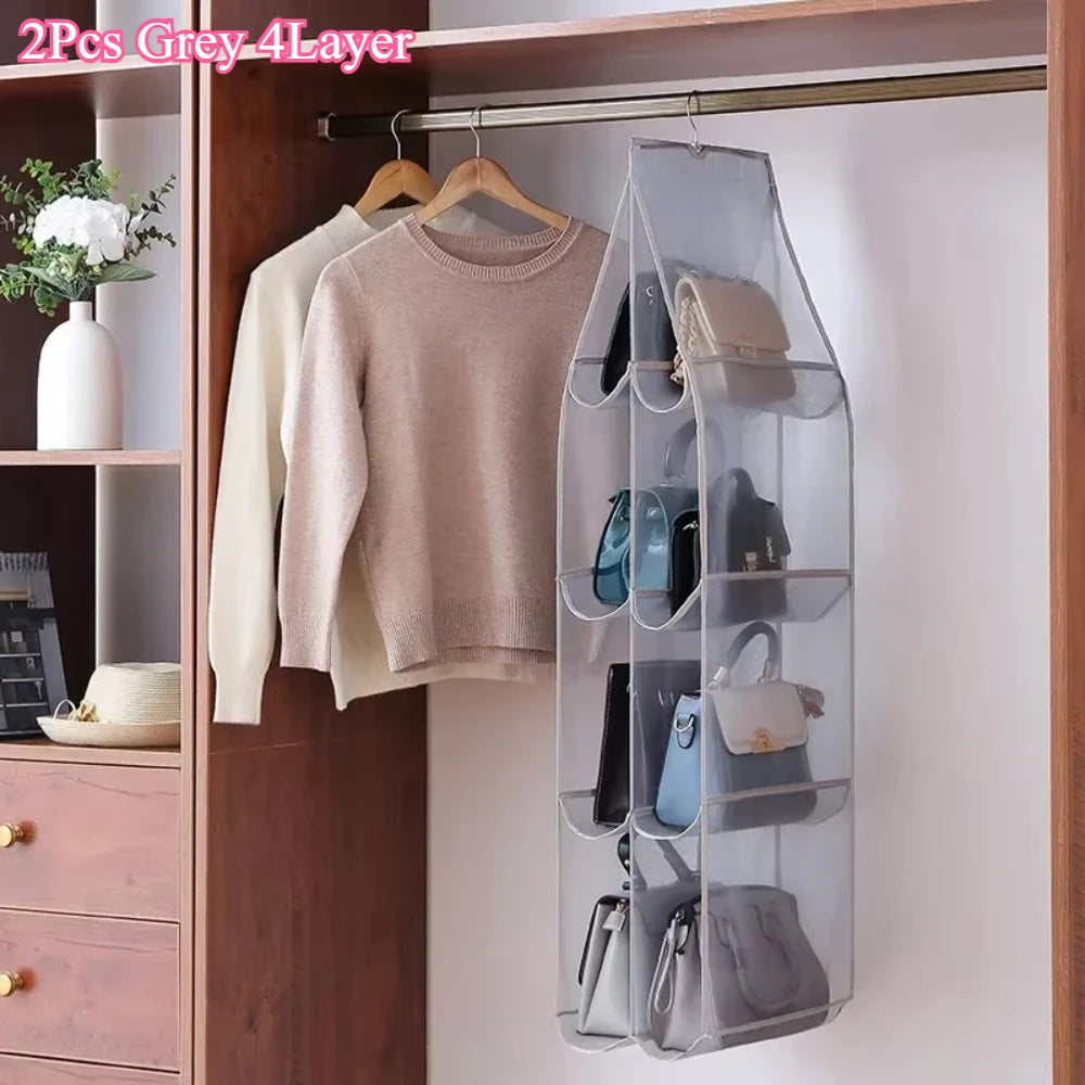 1/2Pcs Hanging Type Tote Bag Organizer Bags Eco-Friendly Dust-proof Three-dimensional Transparent Storage Organizer for Closet Econic Blanks